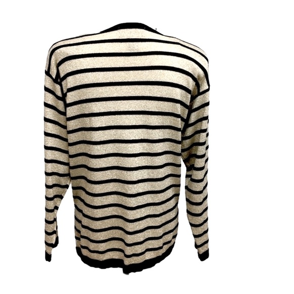 Lisa Originals Shiny Gold Sweater with Black Stripes. Size L - Picture 3 of 6